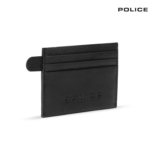 Image of Police Genuine Leather Bag Black Card Case with Multicard Slot |Leather Slim Skinny Fit 7 Credit Card Slots for Men & Women