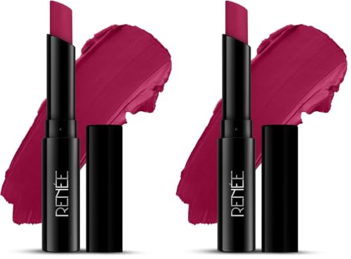 Image of RENEE Very Matte Lipstick -Plum Rush, Intense Color Pay Off, Full Coverage, Long Lasting & Weightless, Easy Glide Formula With Velvety Finish, Suitable for All Occasion, Ideal For Gifting (Pack of 2)