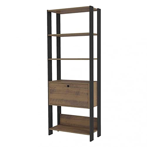 Estante Organizadora com porta basculante MATCH cor Pinho/Preto -...