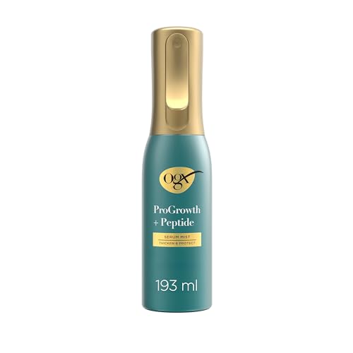 OGX ProGrowth + Peptide Serum Mist (1x193 ml), sérum pelo que refuerza y protege, protector térmico pelo que favorece el crecimiento cabello y aporta densidad, para cabello fino o debilitado