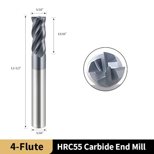 Image of 5 /16 Inch HRC55 Square End Mills-4 Flute TiALSiN Coating for Milling Alloy Steels, Hardened Steel, Metal etc.(5 Pcs)