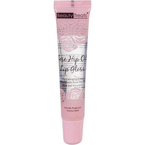 2pcs Beauty Treats Rose Hip Oil Lip Gloss Hydrating Lip Care Infused with Rose Hip Oil Aloe and Vitamin E