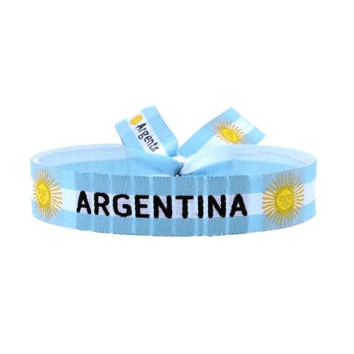 BDM Pulsera Bandera Argentina | Ajustable de tela bordado HD| Pulsera Albiceleste | Apoyo a la Selección y Orgullo Argentino
