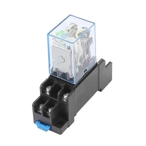 Relé electromagnético de potencia DC 12V 10A con base de conexión DTF08A de 8 pines