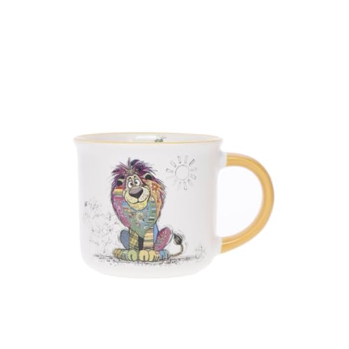 KIUB Mini tasse expresso - motif lion assis majestueusement dans sa savane - porcelaine fine - contenance 125ML et hauteur 6,5CM