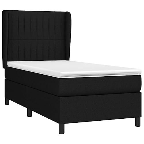 Mimdixy Funktionsbett Gästebett Stauraumbett Einzelbett,Boxspringbett mit Matratze Schwarz 90x200 cm Stoff,Für Schlafzimmer,Gästezimmer,Kann Schnell Zusammengebaut Werden – Bild 5