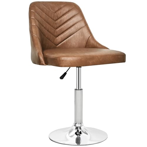 Taburete de bar VECELO con respaldo ajustable y giro de 360°, asiento de cuero PU, estilo moderno, color marrón miniatura 1