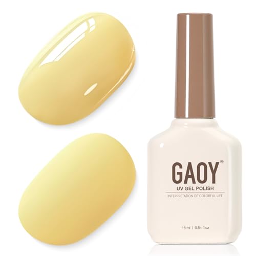 GAOY Yellow Highly pigmented Gel Polish 16ml Self-Leveling Soak Off Gel Polish UV Light Cure for Nail Art DIY Manicure at Home 4325 Cream Yellow