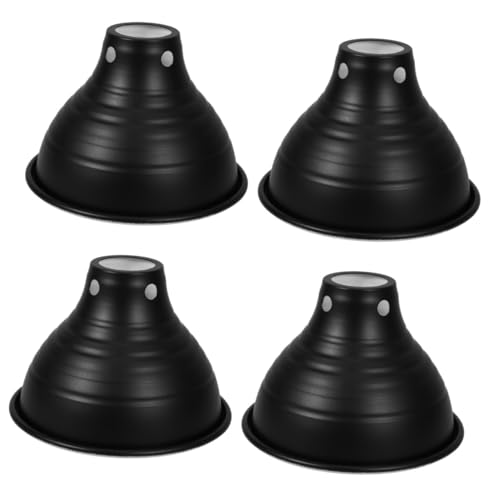 爬虫類用ヒートランプカバー 断熱リフレクターシェード E27ソケット対応 耐久性素材 ペット用快適環境セットアップ (黒x4個,15.30X15.30X10.40CMx4pcs)