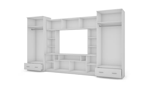 e-Meblast Wohnwand Tajga - Schrankwand - Vitrinen - Hängeschrank - Elegant Möbel - Wohnzimmerschränke - BxHxT 360x210x53-2 Schränke - TV-Lowboard - Anbauwand (Weiß) – Bild 7