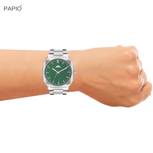 Image of PAPIO Analog Classic Silver Color Stainless Steel Band Watch for Mens and Boys