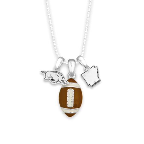 From the Heart Arkansas Razorbacks Team Traditions Football Focus Necklace with Football and State Accent Charm Officially Licensed Jewelry Fan UA