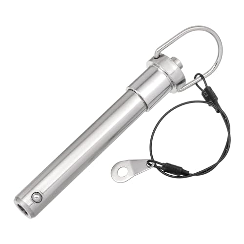 HALLMERS 16mm Pin Diameter 80mm Usable Length Quick Release Ball Head Pin Lock with 260mm Retaining Wire Cable - Stainless Steel - Self Locking Fasten Security Bolt Accessory Push Pull Fastening Tool