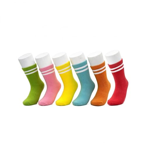 Image of Colourful Socks for Kids, Calf length, Soft Pure Cotton, Anti skid, Lightweight & Breathable, 2 to 9 Years, Pack of 6, Designer socks