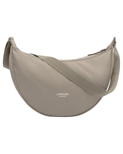 LARKSON Crossbody Bag Damen & Herren Grau - Solveig Large - Große Umhängetasche im Halbmond Style - Halbrunde Schultertasche - Moon Bag Design - Wasserabweisend