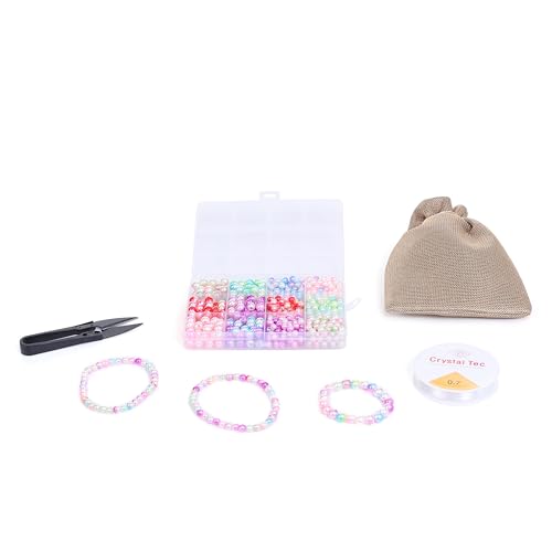 Image of Ambitieux DIY Bracelet Making Kit for Girls - 12 Types Colorful Beads with Charms, Elastic Thread, Earrings, Clasps & Rings - Jewellery Craft Kit for Kids, Birthday Return Gift, Rakhi Special Set for 2 3 4 5 6 7 8 9 10 years (Colorfull pearl beads)