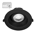 Maxxima 4 in. Adjustable Recessed Anti-Glare LED Gimbal Downlight, Canless, 1050 Lumens Color Selectable 2700K/3000K/3500K/4000K/5000K, 360° Rotation, Dimmable Black Trim, 90 CRI, J-Box Included