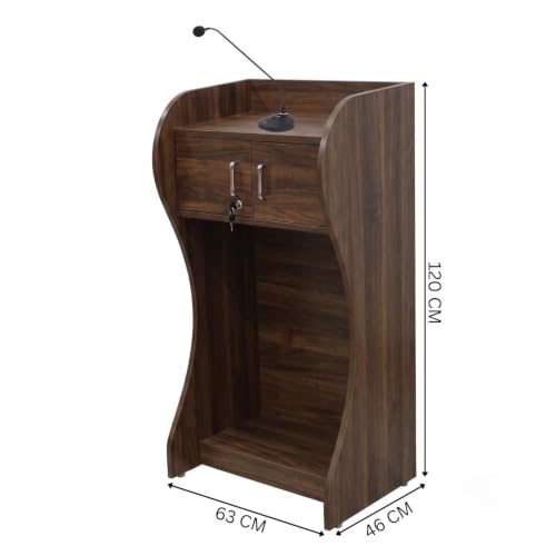 Image of TEKAVO KRONX Podium Lectern for Classroom, Auditorium, Office, Church & School | Sleek & Modern Lecture Stand | Ideal for Presentations, Speeches & Events,Mic /Portable(63x46x120 cm - Ghanateak)