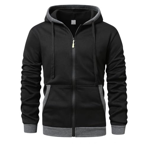 Ymosrh Men's Casual Hooded Sweatshirts Long Sleeve Zip Up Hoodie Pullover Athletic Gym Workout Hoodies, M-3XL3