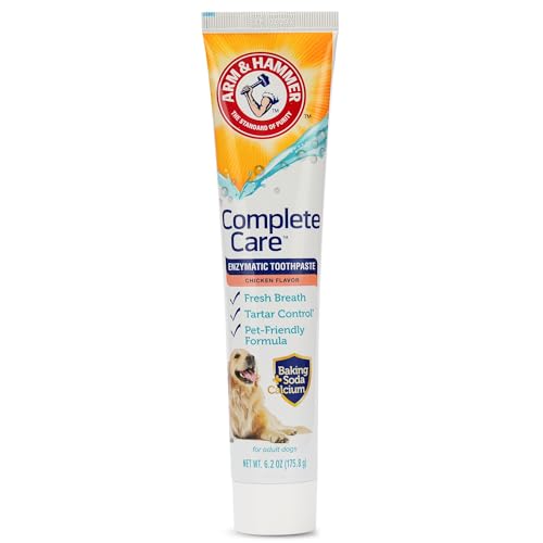 Arm & Hammer Complete Care Enzymatic Dog Toothpaste with Baking Soda and Calcium, Fluoride Free Formula for Plaque Tartar Control and Fresh Breath, Chicken Flavor, 6.2 Oz