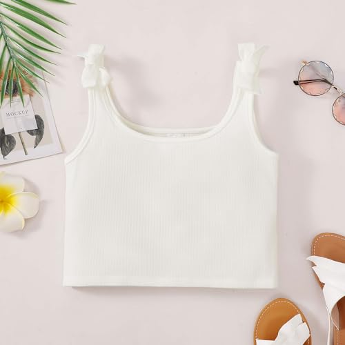 ROMPERINBOX Girls Tank Tops 8-12 Years 3 Pack Tween Girl Knot Shoulder Textured Crop Tank Top3