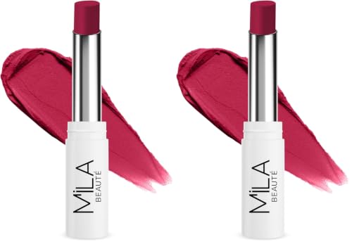 Image of Mila Beaute 24 Hrs Locked In Lips Transfer Proof Lipstick | Enriched With Mango Seed Butter & Hyaluronic Acid | Transfer Proof Formula with Velvety Texture | Smudge Proof & Highly Pigmented | Shade - (Floral Pink, 3.2g)