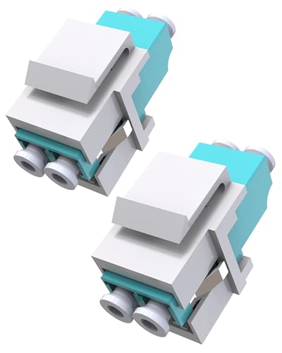 VANDESAIL Duplex 2-Pack LC Fiber Optic Keystone Coupler Jack, UPC, Duplex OM3/OM4 Compatible, LC to LC Multimode Fiber Coupler, for Fiber Wall Plate, Surface Mount Boxes
