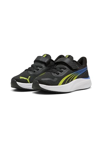 Puma Pounce Lite AC+ PS - Tenis Deportivos, Color Negro y Lima Smash-Royal Sapphire, Talla 1 UK Niño, Puma Black Lime Smash Royal Sapphire, 33 EU