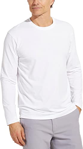 Coolibar UPF 50+ Men's Morada Everyday Long Sleeve T-Shirt - Sun Protective (X-Large- White)