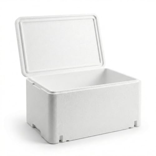O-fish Styroporbox 46 45L mit Deckel Thermobox für Lebensmittel & Medikamente Isolierbox für Versand & Transport 60x40x30cm Kleine Kühlbox für Auto Picknick & Gastronomie Styrobox 10kg Traglast Set