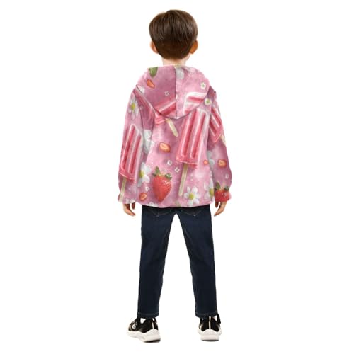 Ice Cream Sticks Girls Fleece Jacket Girls Fall Jacket Girls Zip Up Hoodie Girls Sherpa Jacket 2-10T4