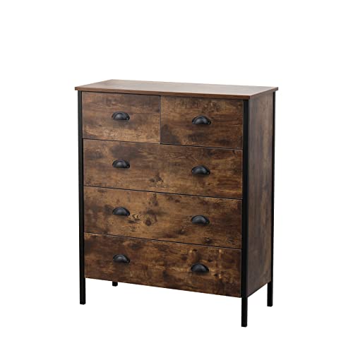 Cómoda de estilo industrial retro con 5 cajones, mueble de almacenamiento para dormitorio, pasillo, cocina, mueble vintage