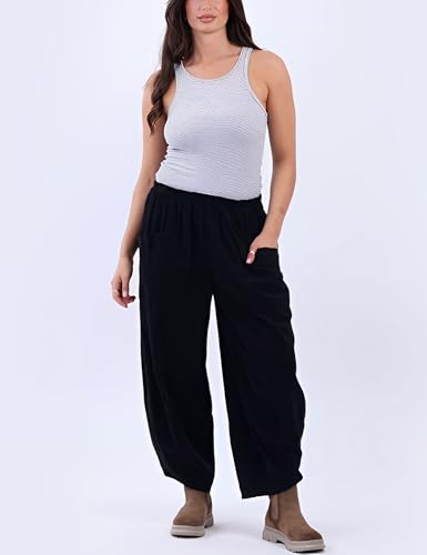 Athlisan Women Corduroy Wide Leg Pants Casual Elastic Waist Baggy Palazzo Harem Pants with Pockets3