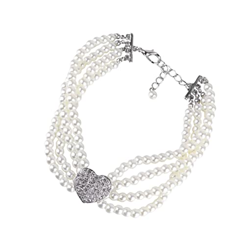 FONDOTIN Dog Necklace Pearl and Heart Design Pet Pendant Fashion Jewelry for Weekend Party Photo Taking