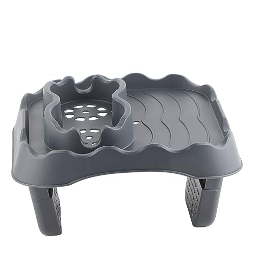 Hot Tub Table Tray, Hot Tub Tray Table with Drink Holders, Adjustablee Hot Tub Table Tray Hot Tub Accessories with Drain Holes Anti Slip Drink for Bathtub Spa Outdoor Patio (Gray)