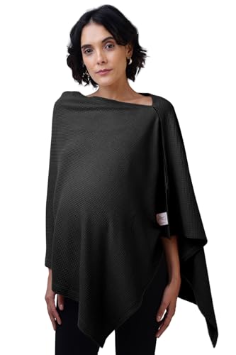 Image of Zelena Cotton Bamboo Blend Premium Nursing Cover for Breastfeeding | Breastfeeding Cover for Mothers | Feeding Shawl for Mother | Feeding Cloth | Breathable Nursing Covers | Poncho for Mom (Black)