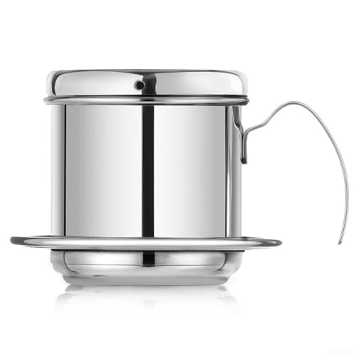 Cafetera de goteo de acero inoxidable construida para hacer café tradicional vietnamita sin necesidad de baterías o fuente de alimentación externa