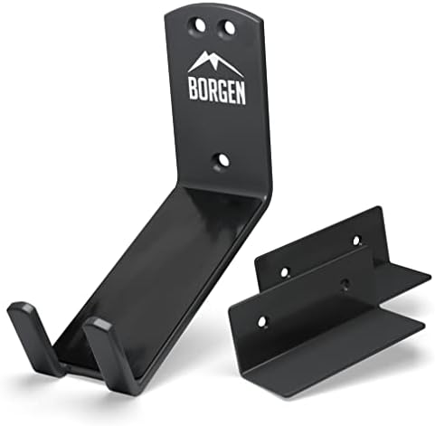 Borgen Bike Wall Mount Pedal Hook for E-Bikes, MTB & Road Bicycle Wall Mount with Support Brackets and Wall Protection Pads, Suitable as Bike Rack Garage Bike Storage Shed and Bicycle Storage Indoor