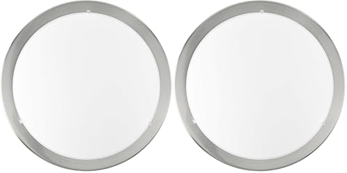 Plafonnier blanc E27 Eglo 82942 lot de 2 lampes de plafond salon et couloir