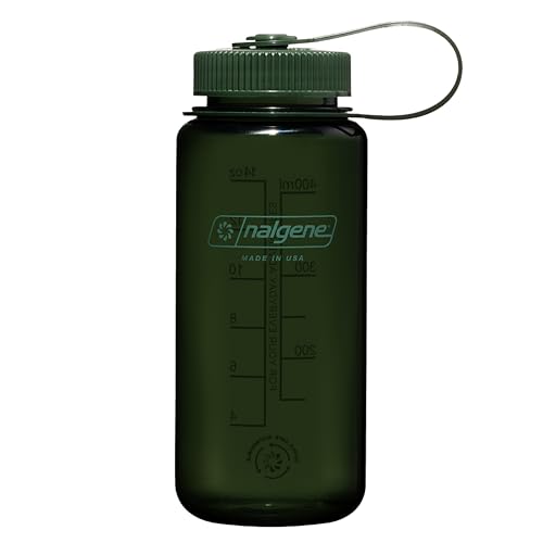 Nalgene Sustain Tritan Botella de agua sin BPA hecha con material derivado del 50% de residuos plásticos, 16 onzas, boca ancha, jade