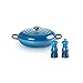 Le Creuset Signature emaillierte flache Auflaufform aus Gusseisen mit Deckel + Le Creuset Kleines Mühlenset, Salz- und Pfeffermühle, ABS-Kunststoff