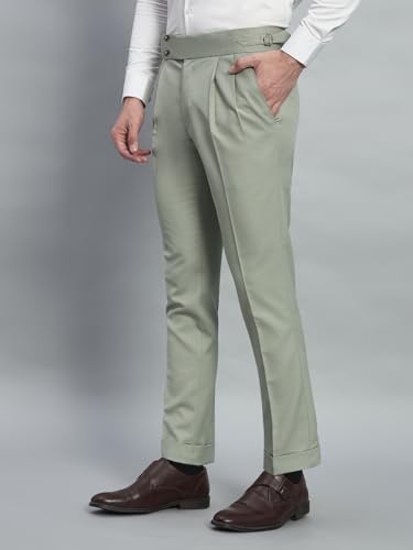 Image of Gurkha Pants for Men | Trouser for Men | Formal Pant | Double Button | Regular Fit Trouser High Waist Pleated Casual Trousers | Straight Leg Pants for Office Smart Casual Travel Party