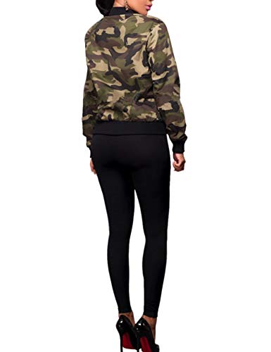 xxxiticat Women's Camo Jacket Long Sleeve Zipper Down Army Fatigue Graphic Cargo Trendy Green Camouflage Bomber Coat4