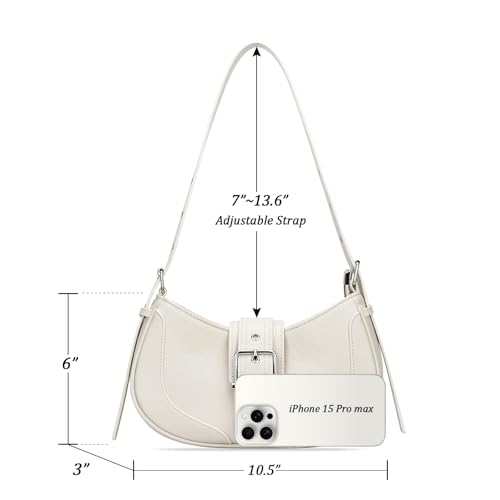 Image of KKXIU Shoulder Bags for Women Retro Vegan Leather Purse | Small Crescent Trendy Clutch | Y2K Underarm Hobo Handbag with Adjustable Strap