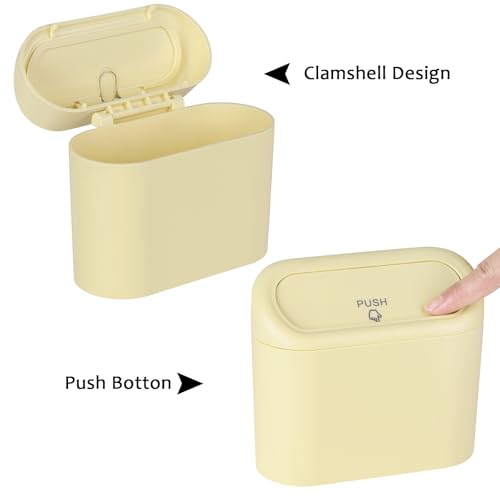 Image of Accmor Car Trash Can, Portable Vehicle Trash Bin with Lid, Car Dustbin Garbage Organizer Holder with One Roll Trash Bag, Leakproof Hanging Mini Cars Storage Bag Container for Auto, SUV, Office (Beige)