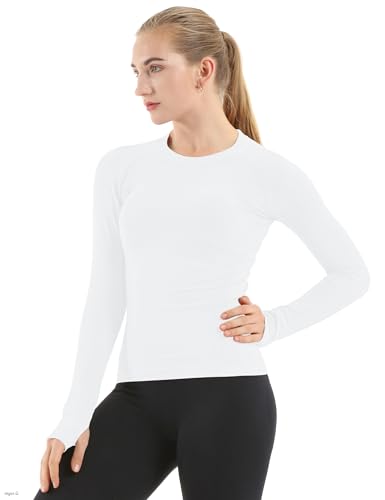 Image of MathCat Seamless Workout Shirts for Women Long Sleeve Yoga Tops Sports Running Shirt Breathable Athletic Top Slim Fit XS-XL