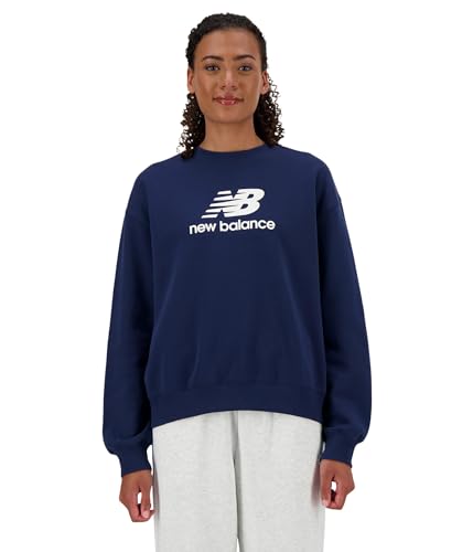 New Balance レディース スポーツ エッセンシャル フレンチテリーロゴ クルースウェットシャツ, Nb Navy, X-Small