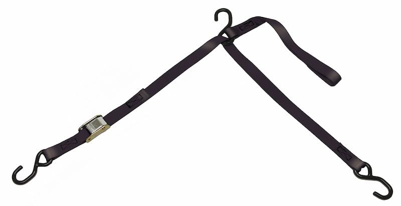 Tie Down Strap Personal Water Craft 6 Foot Length x 1 Inch Width with Cam Buckle 400 Pound Load Capacity 1200 Pound Break Strength Vinyl Coated Steel Hook On Both Ends