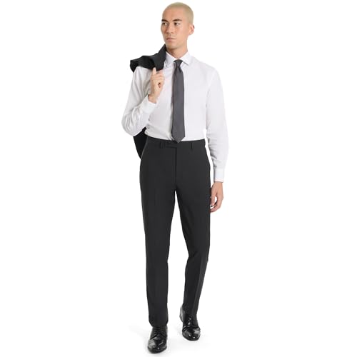 Calvin Klein Men's Slim Fit Dress Pants | Suit Pants for Men | Stretch Comfort Fabric, Tailored Silhouette, Wrinkle-Resistant, Ready-to-Wear Charcoal Gray