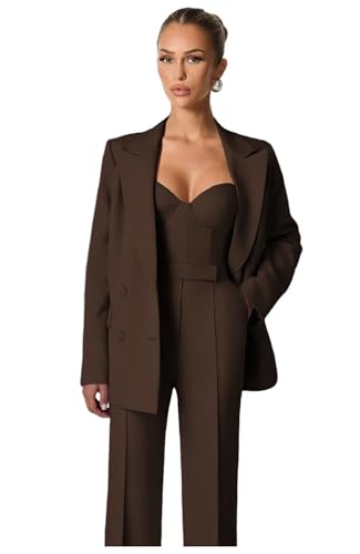 Brown Pants Suit for Women Petite Spaghetti Strap Top 3